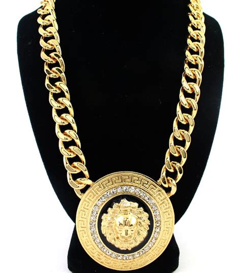 versace logo necklace|authentic Versace lion necklace.